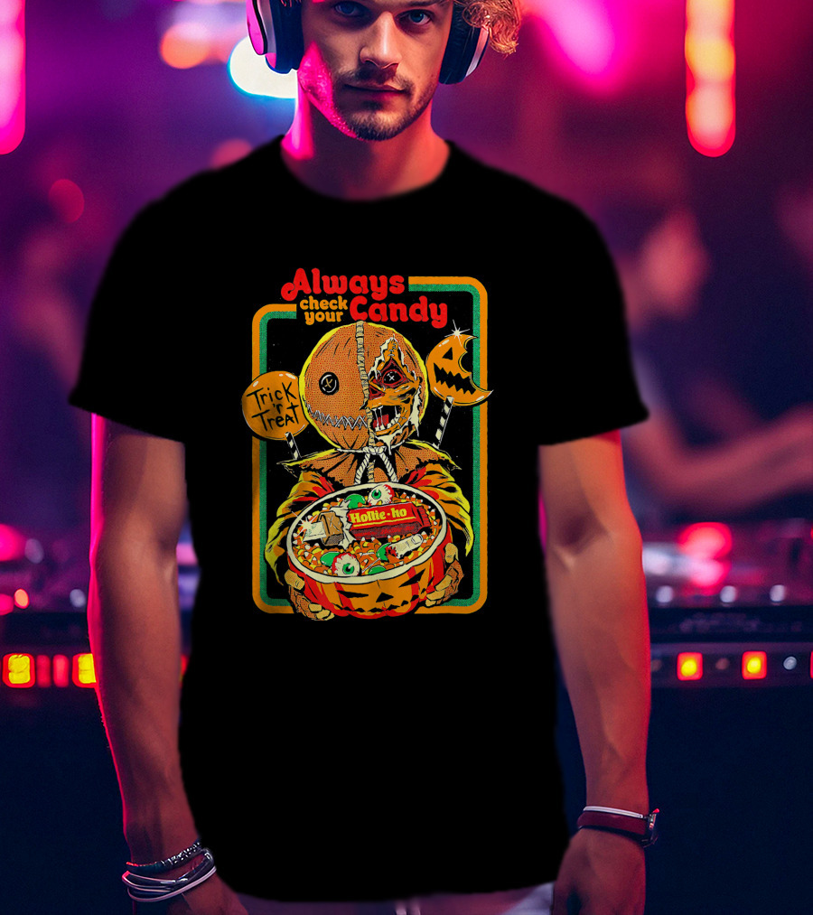 Always Check Your Candy Trick Or Treat Halloween Pumpkin Monster T-Shirt