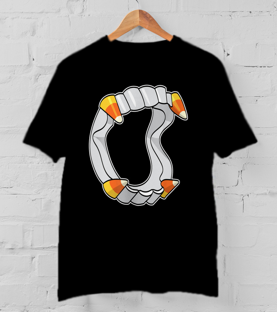 Candy Corn Fangs Funny Vampire Halloween T-Shirt