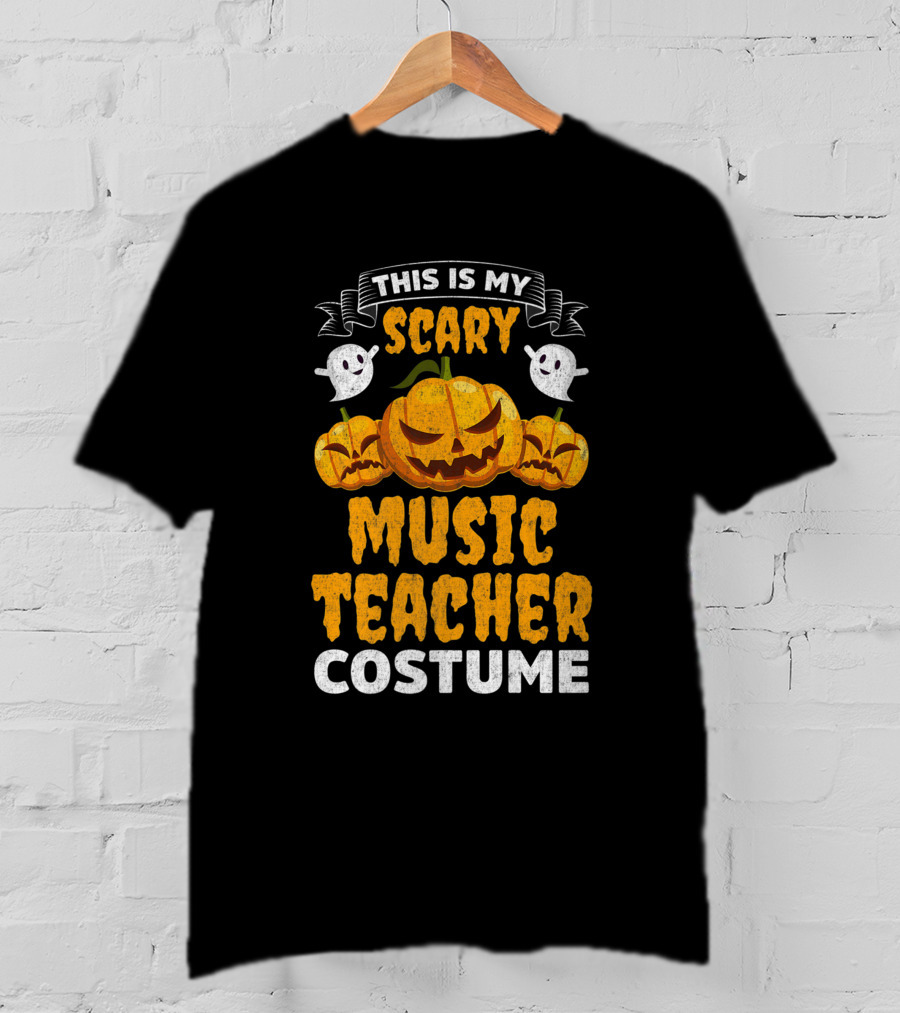 This Is My Scary Music Teacher Costume Halloween Pumpkin Ghosts T-Shirt