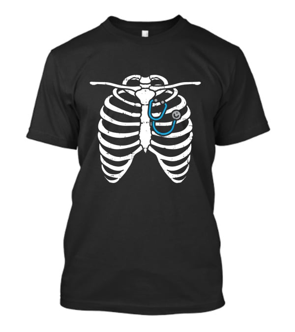 Halloween Nurse Stethoscope Skeleton Ribs Costume T-Shirt