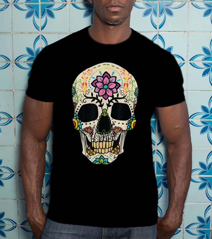 Sugar Skull Dia De Muertos Halloween Costume Day Dead T-Shirt
