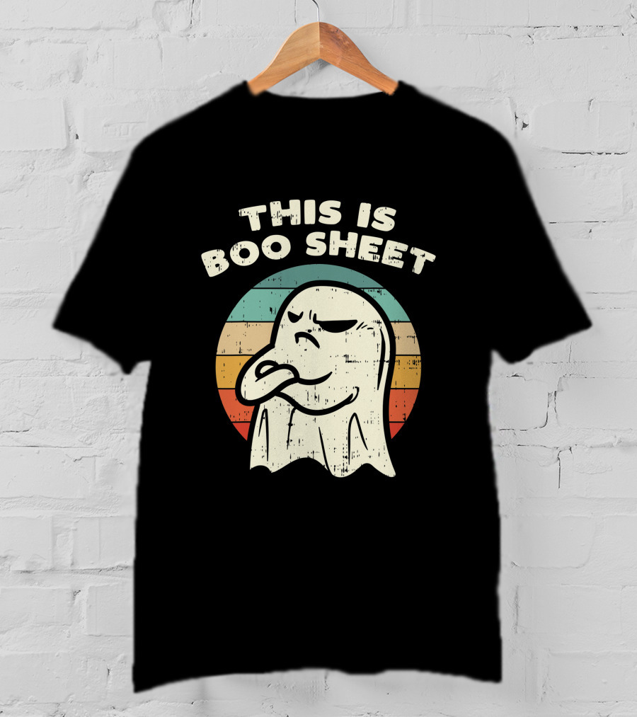 This Is Boo Sheet Vintage Ghost Halloween Retro Stripes T-Shirt