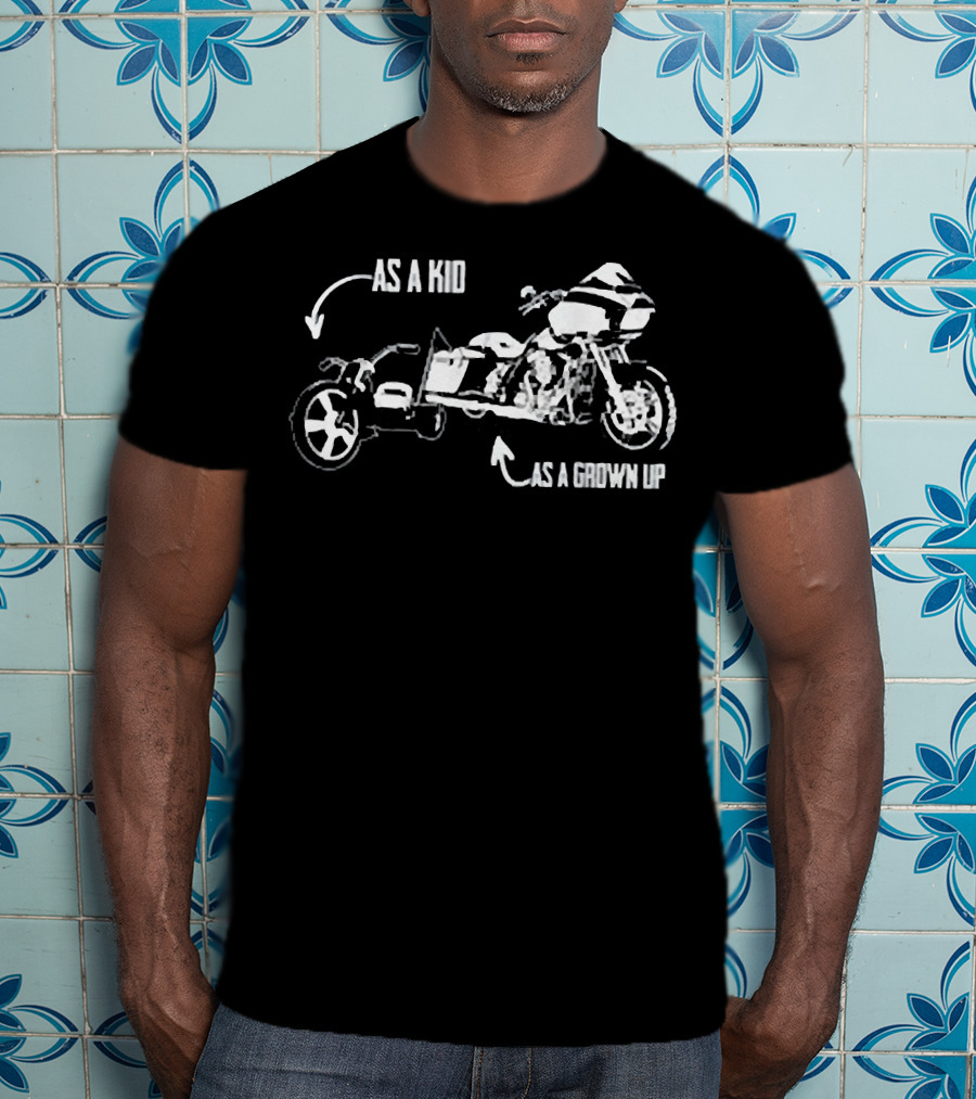 Men's Kid's Big Wheel Tricycle As A Kid Road Glide Motorcycle As A Grown Up T-Shirt