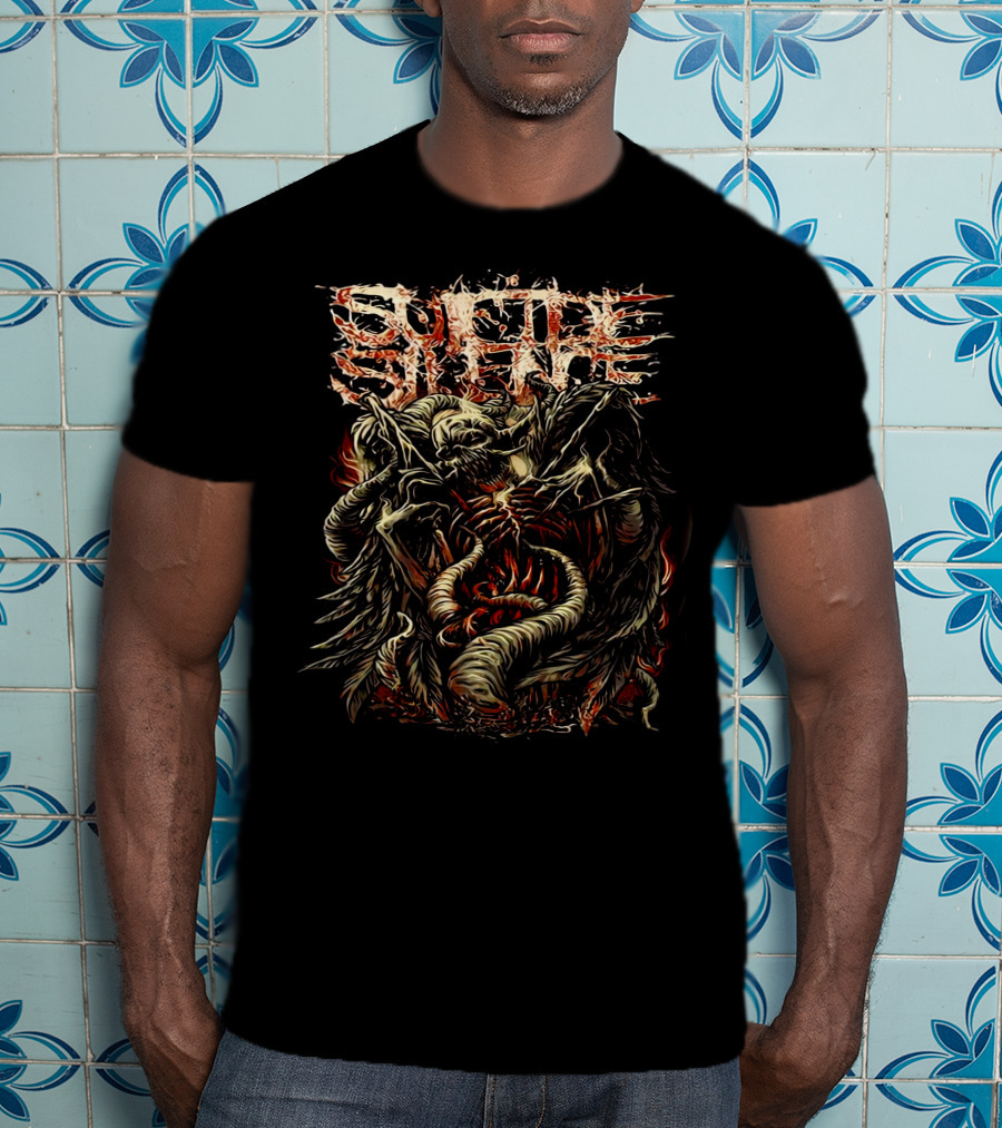 Suicide Silence Blasted Fiery Skull Serpent Demon T-Shirt