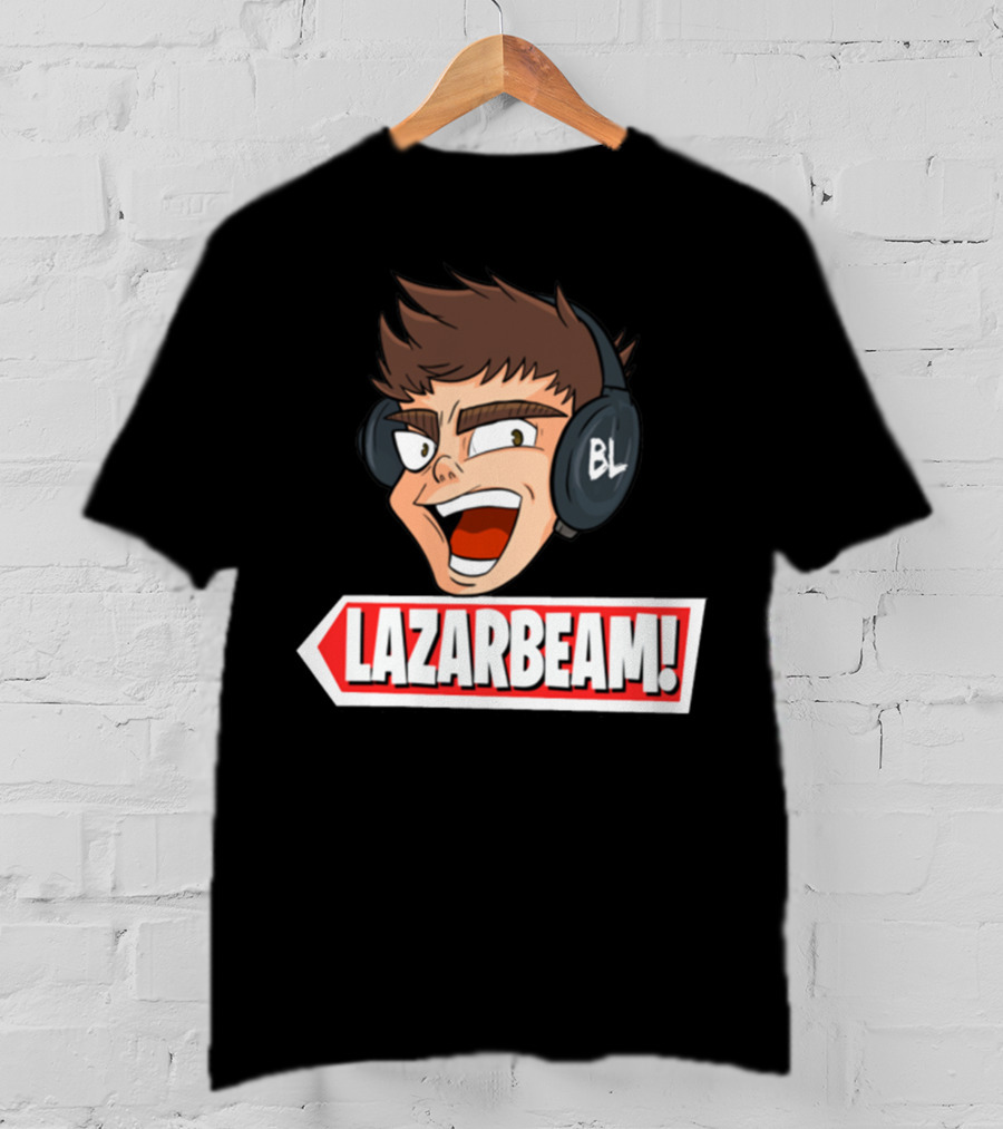 Lazarbeam Gingy Headphones Cartoon Face BL Logo Youtuber Merch T-Shirt