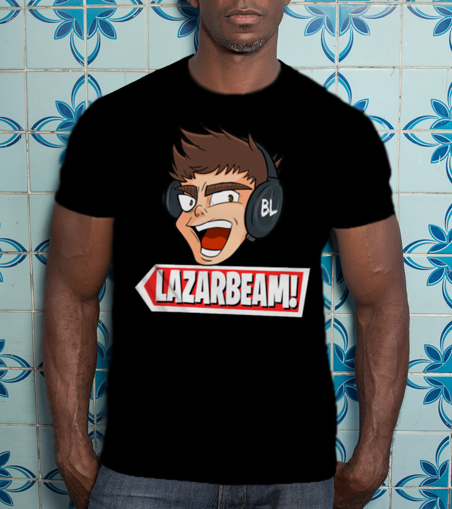 Lazarbeam Gingy Headphones Cartoon Face BL Logo Youtuber Merch T-Shirt