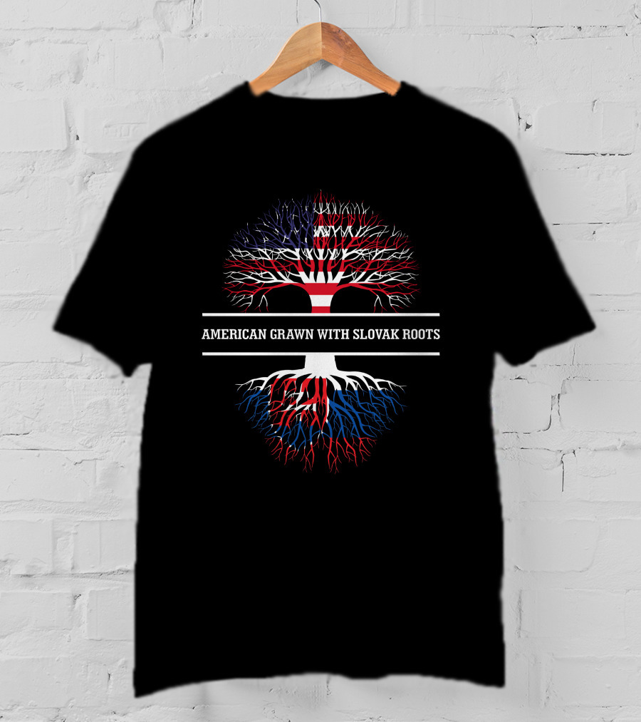 American Grawn With Slovak Roots Tree Flag 483 T-Shirt