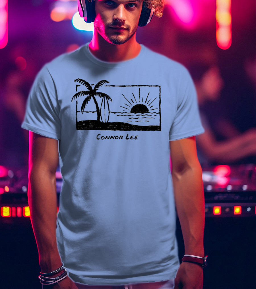 Connor Lee Palm Sunset Ocean Scene T-Shirt