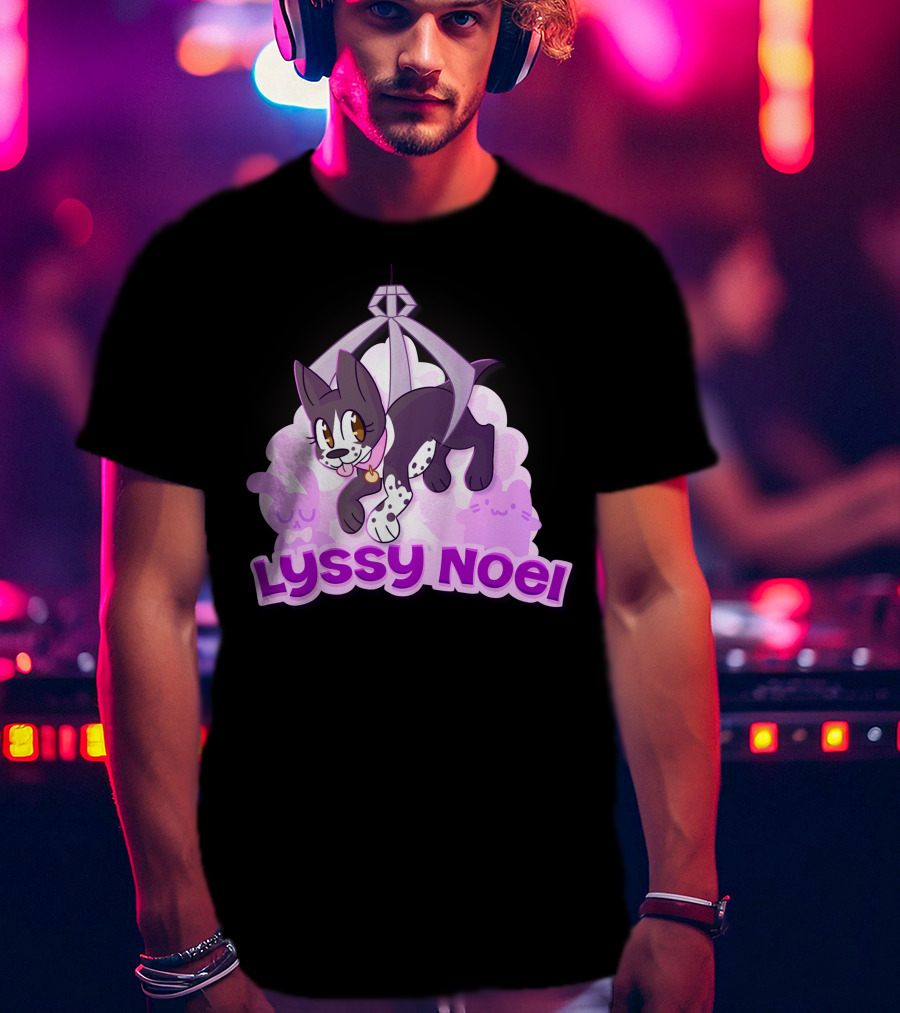 Lyssy Noel Cartoon Cat With Rabbits And Crystals T-Shirt