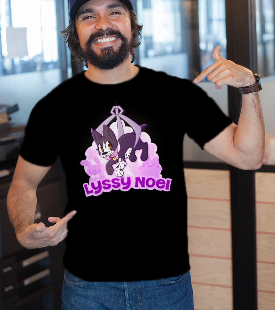 Lyssy Noel Cartoon Cat With Rabbits And Crystals T-Shirt