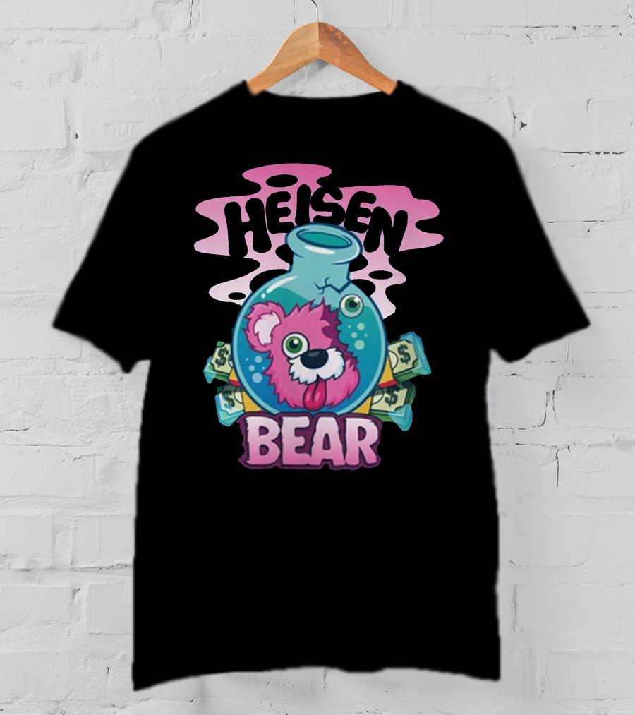 Heisen Bear Breaking Bad Merch Pink Teddy Bear Money Flask Cartoon T-Shirt