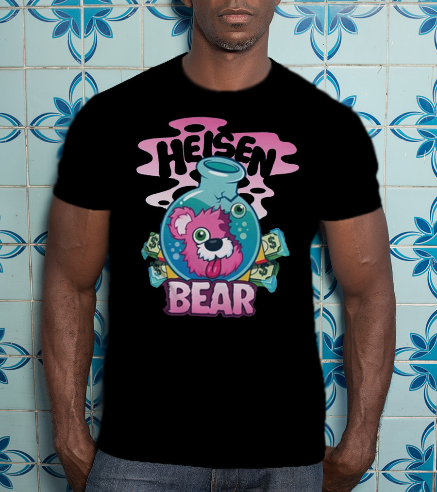 Heisen Bear Breaking Bad Merch Pink Teddy Bear Money Flask Cartoon T-Shirt