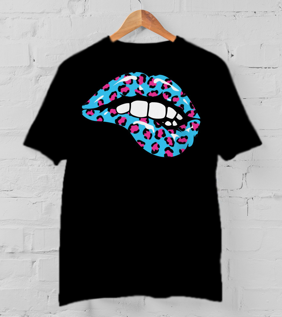 Stay Wild Ben Azelart Blue Leopard Lips T-Shirt