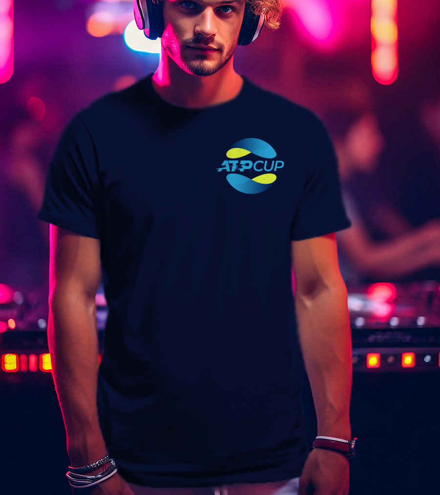 ATP Cup Merchandise Official Logo Blue Yellow T-Shirt
