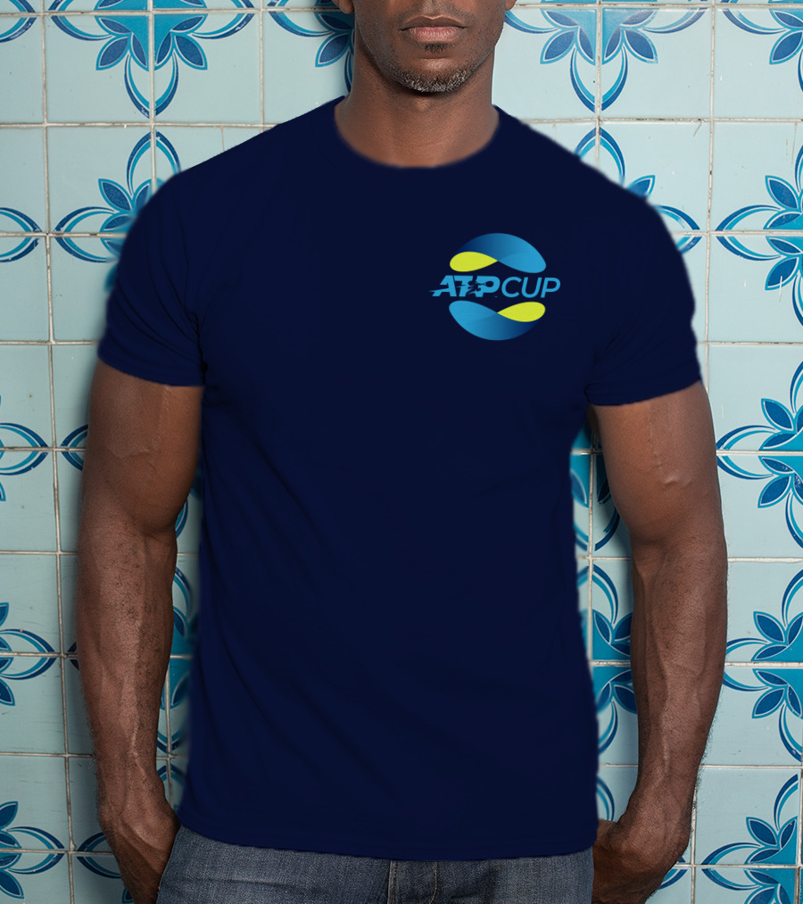 ATP Cup Merchandise Official Logo Blue Yellow T-Shirt