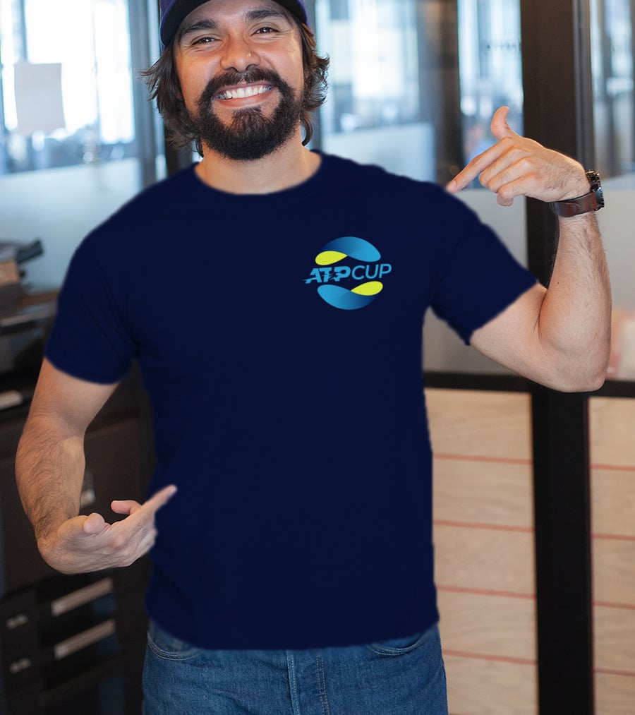 ATP Cup Merchandise Official Logo Blue Yellow T-Shirt
