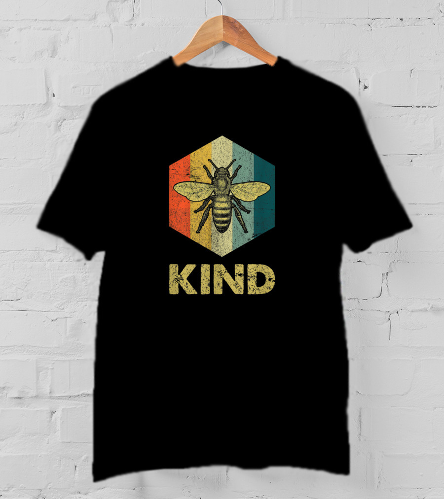 Bee Kind Hexagon Retro Kindness T-Shirt