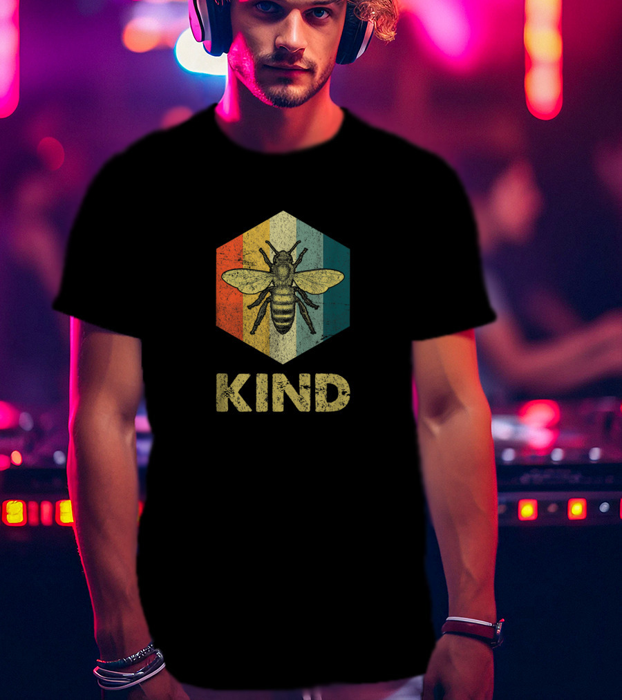 Bee Kind Hexagon Retro Kindness T-Shirt