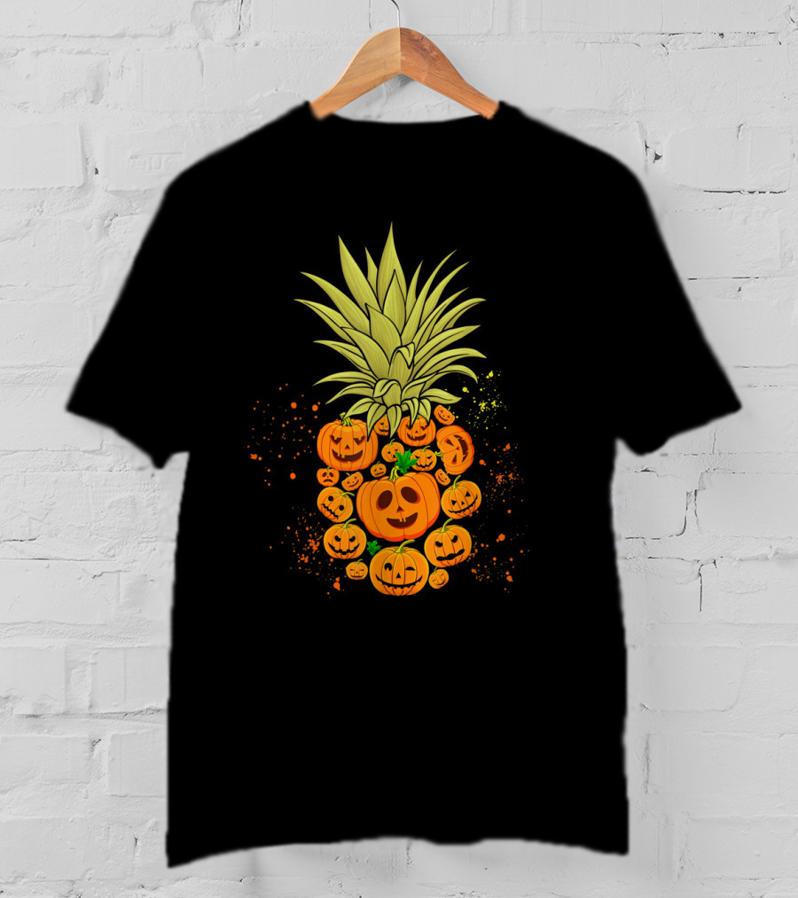 Pineapple Made Of Halloween Pumpkins Faces T-Shirt