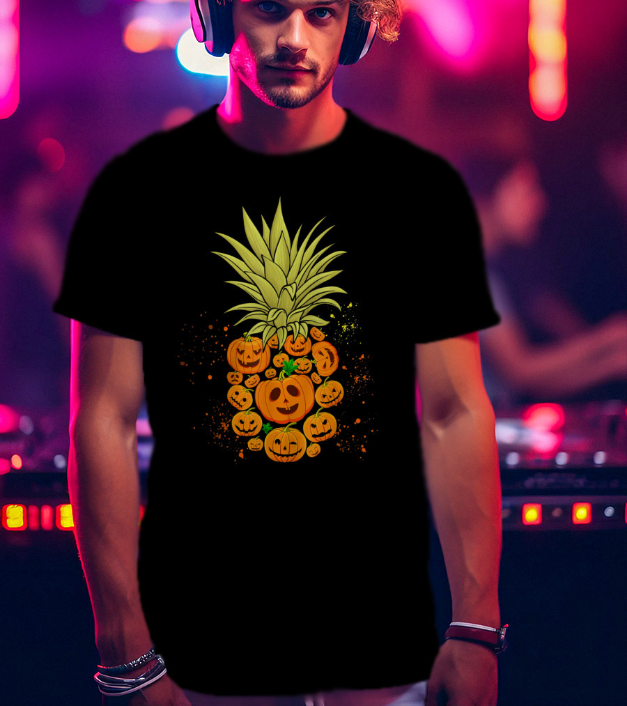 Pineapple Made Of Halloween Pumpkins Faces T-Shirt
