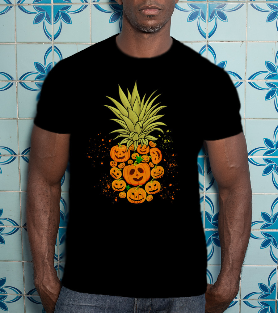 Pineapple Made Of Halloween Pumpkins Faces T-Shirt