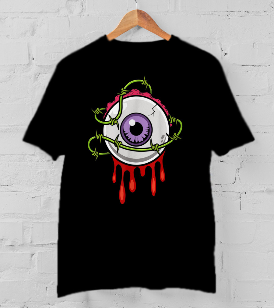 Barbed Slimy Human Eyeball Dripping Red T-Shirt