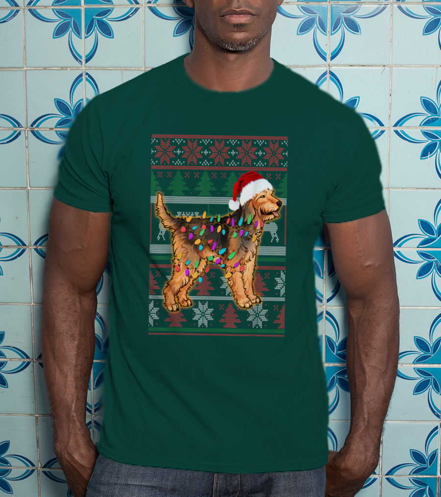 Otterhound Christmas Lights Santa Hat T-Shirt