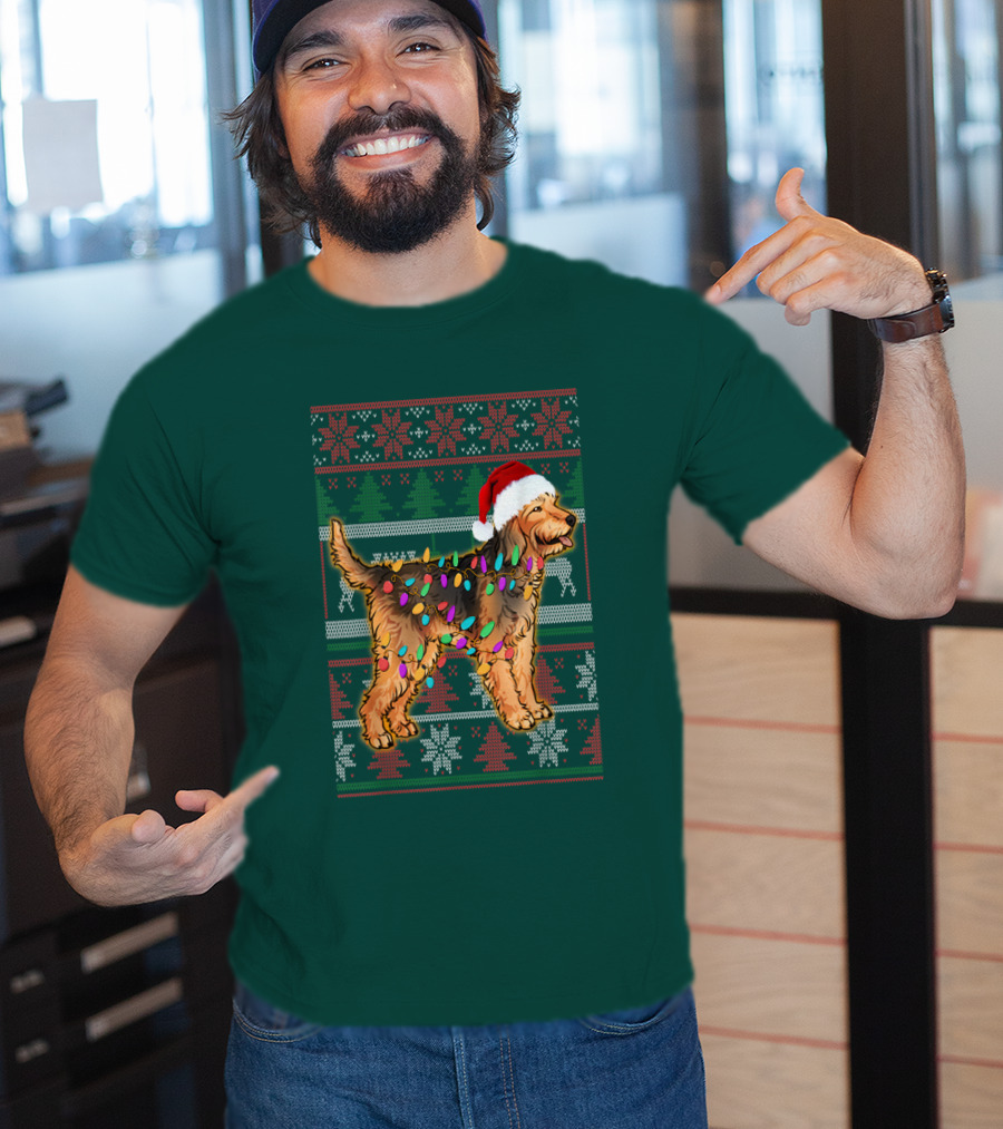 Otterhound Christmas Lights Santa Hat T-Shirt