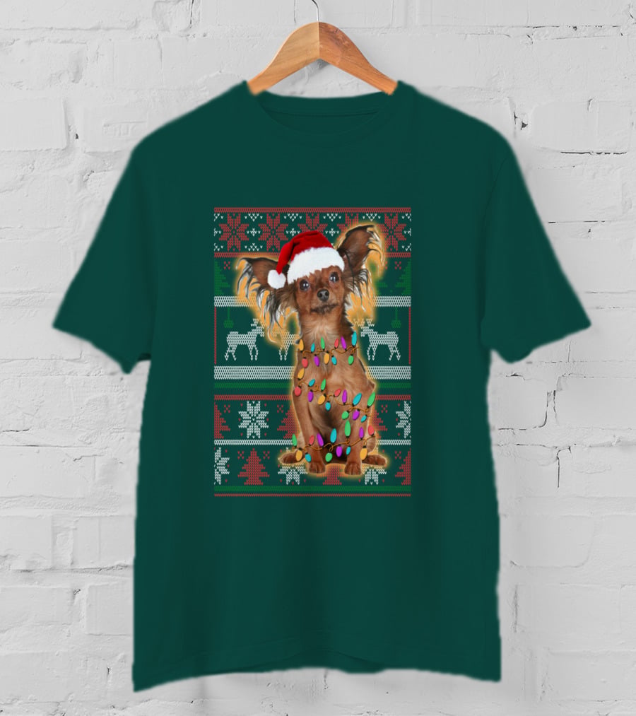 Russian Toy Christmas Lights Santa Hat Reindeer Snowflakes T-Shirt