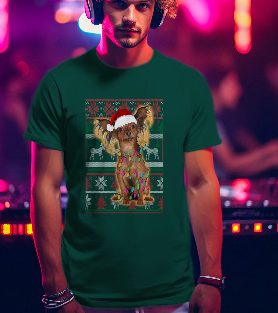 Russian Toy Christmas Lights Santa Hat Reindeer Snowflakes T-Shirt