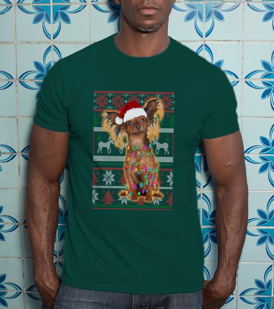 Russian Toy Christmas Lights Santa Hat Reindeer Snowflakes T-Shirt