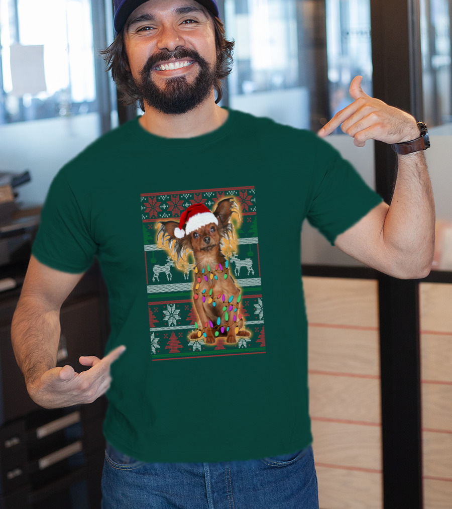Russian Toy Christmas Lights Santa Hat Reindeer Snowflakes T-Shirt