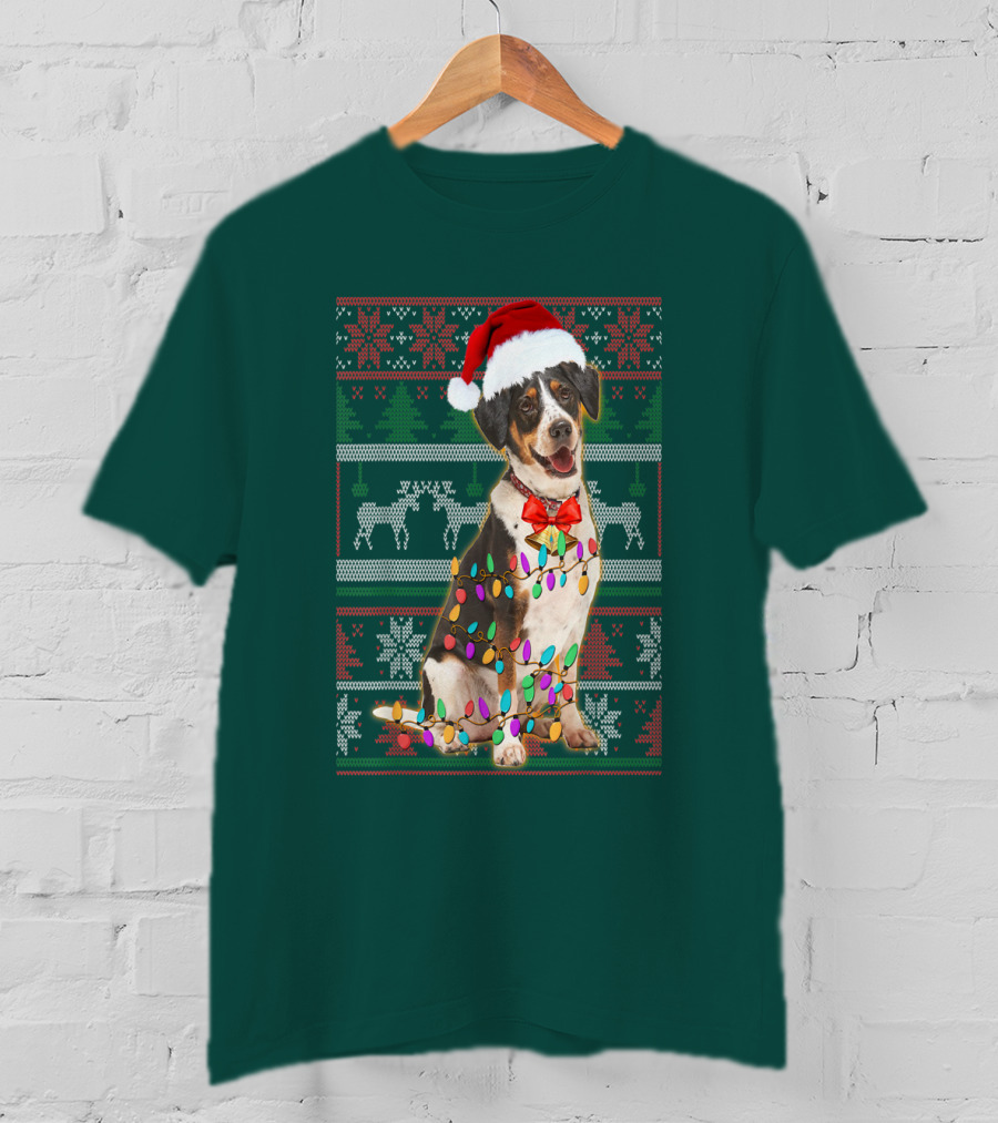 Treeing Walker Coonhound Christmas Lights Santa Hat Holiday T-Shirt