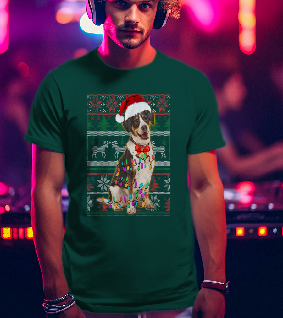 Treeing Walker Coonhound Christmas Lights Santa Hat Holiday T-Shirt