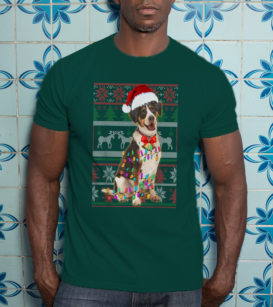 Treeing Walker Coonhound Christmas Lights Santa Hat Holiday T-Shirt