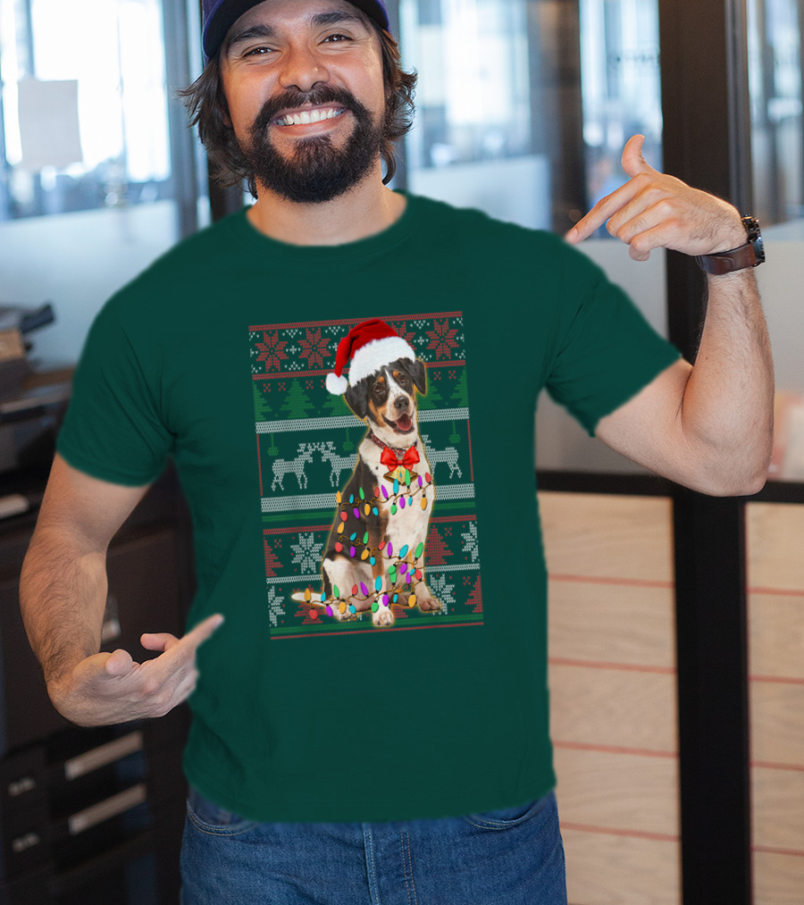 Treeing Walker Coonhound Christmas Lights Santa Hat Holiday T-Shirt