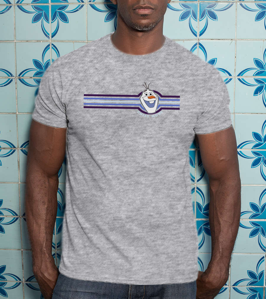 Frozen 2 Olaf Chill Mode Stripes Iconic Snowman With Shades Of Blue T-Shirt