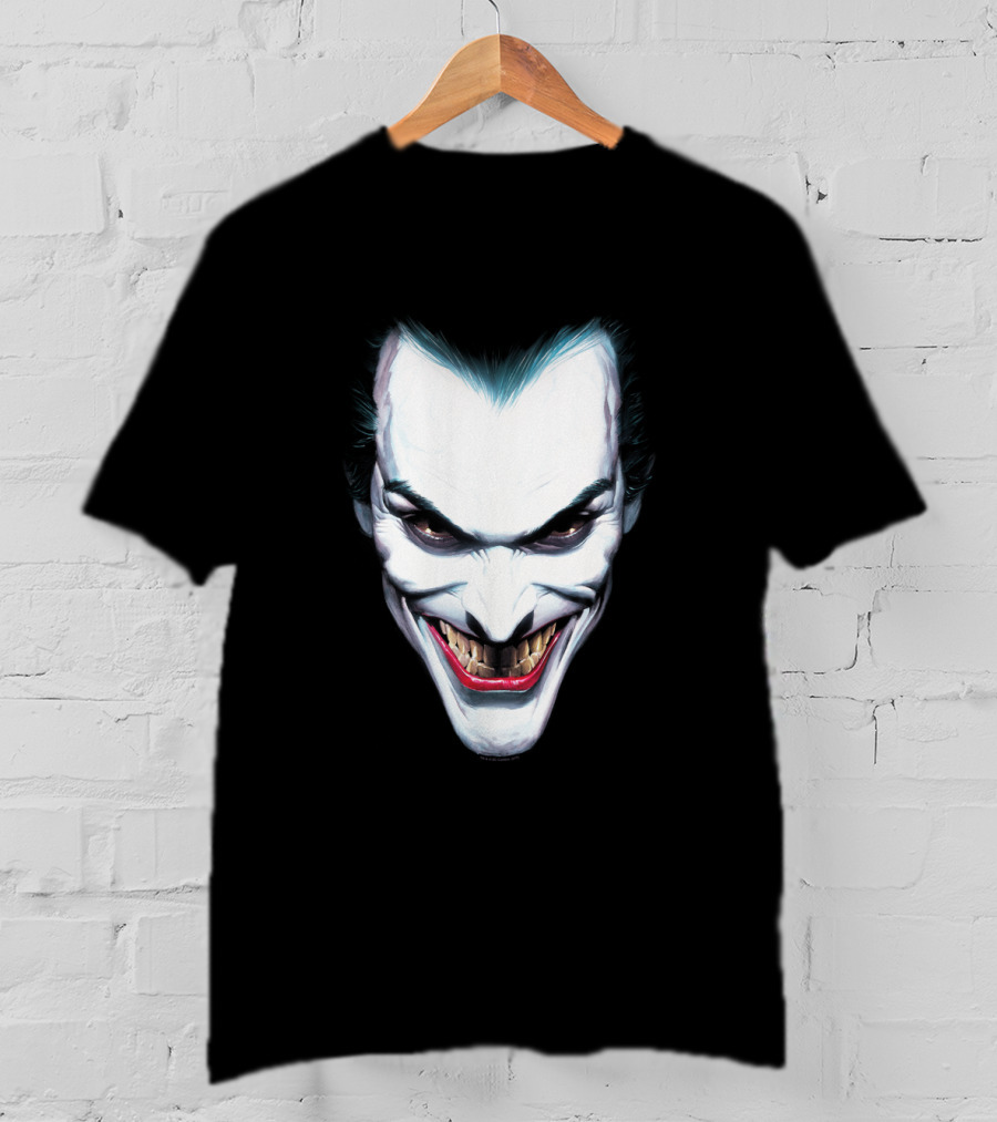 Batman Joker Grinning Face Iconic Villain Expression T-Shirt