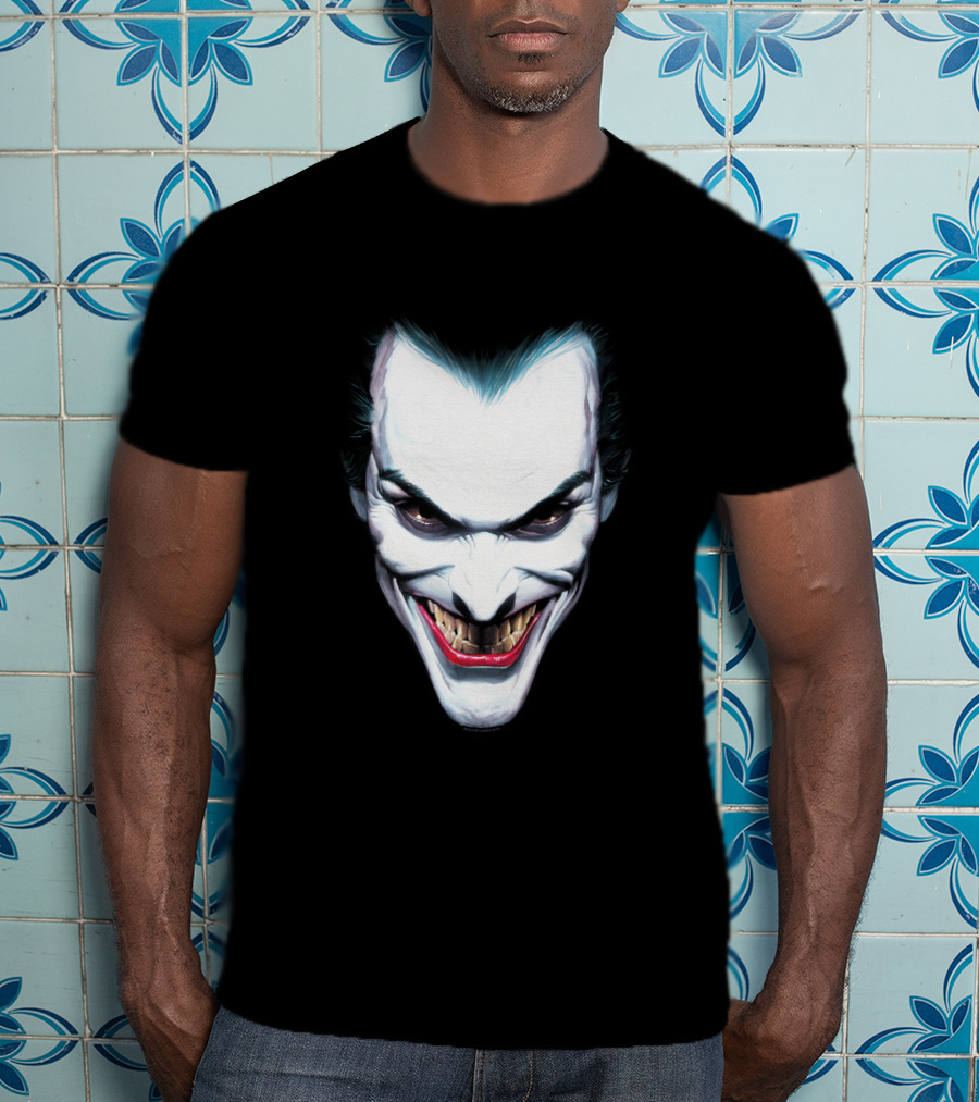 Batman Joker Grinning Face Iconic Villain Expression T-Shirt