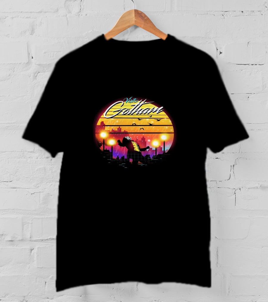 Visit Gotham Joker Am I Crazy Or Is It Just Me Retro Cityscape T-Shirt