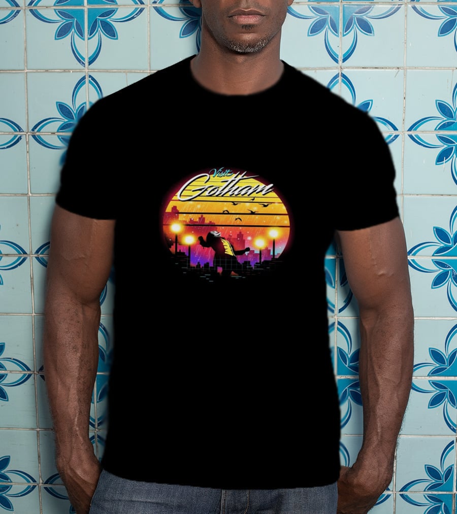 Visit Gotham Joker Am I Crazy Or Is It Just Me Retro Cityscape T-Shirt