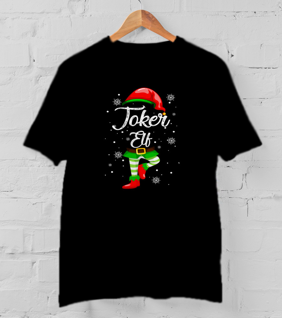 Joker Elf Funny Christmas Costume Elves Snowflakes T-Shirt