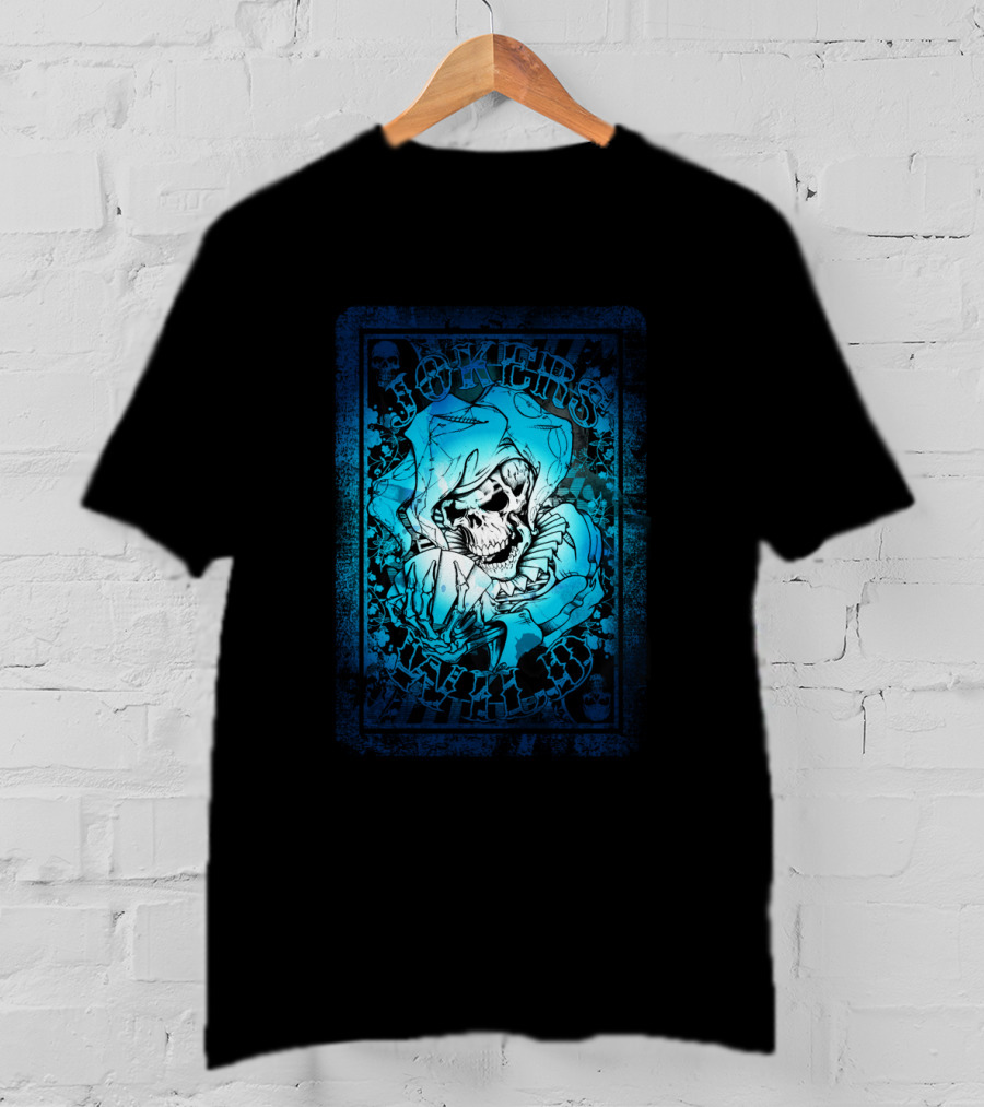 JOKERS WILD CARD Skeleton Jester Tattoo Style Poker T-Shirt