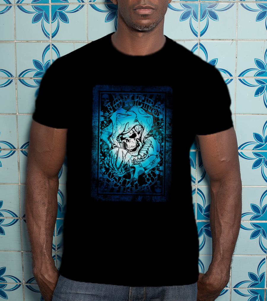 JOKERS WILD CARD Skeleton Jester Tattoo Style Poker T-Shirt