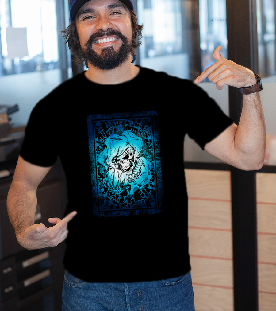 JOKERS WILD CARD Skeleton Jester Tattoo Style Poker T-Shirt