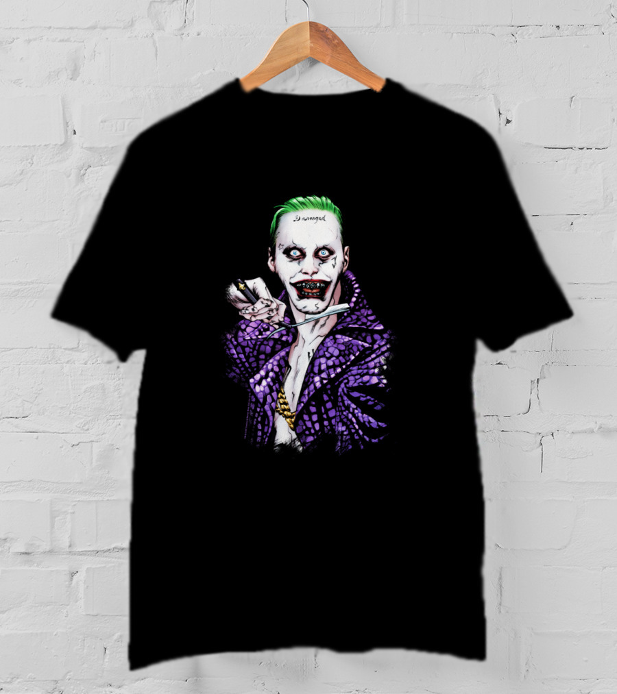 Suicide Squad Damaged Joker Knife Purple Jacket T-Shirt