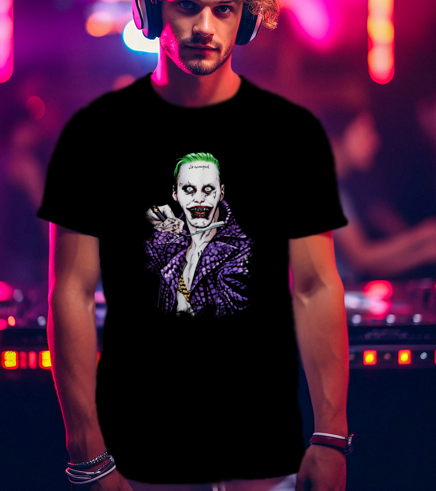 Suicide Squad Damaged Joker Knife Purple Jacket T-Shirt