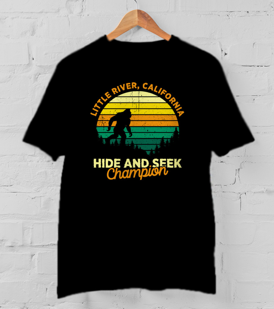 Little River California Hide And Seek Champion Bigfoot Retro T-Shirt
