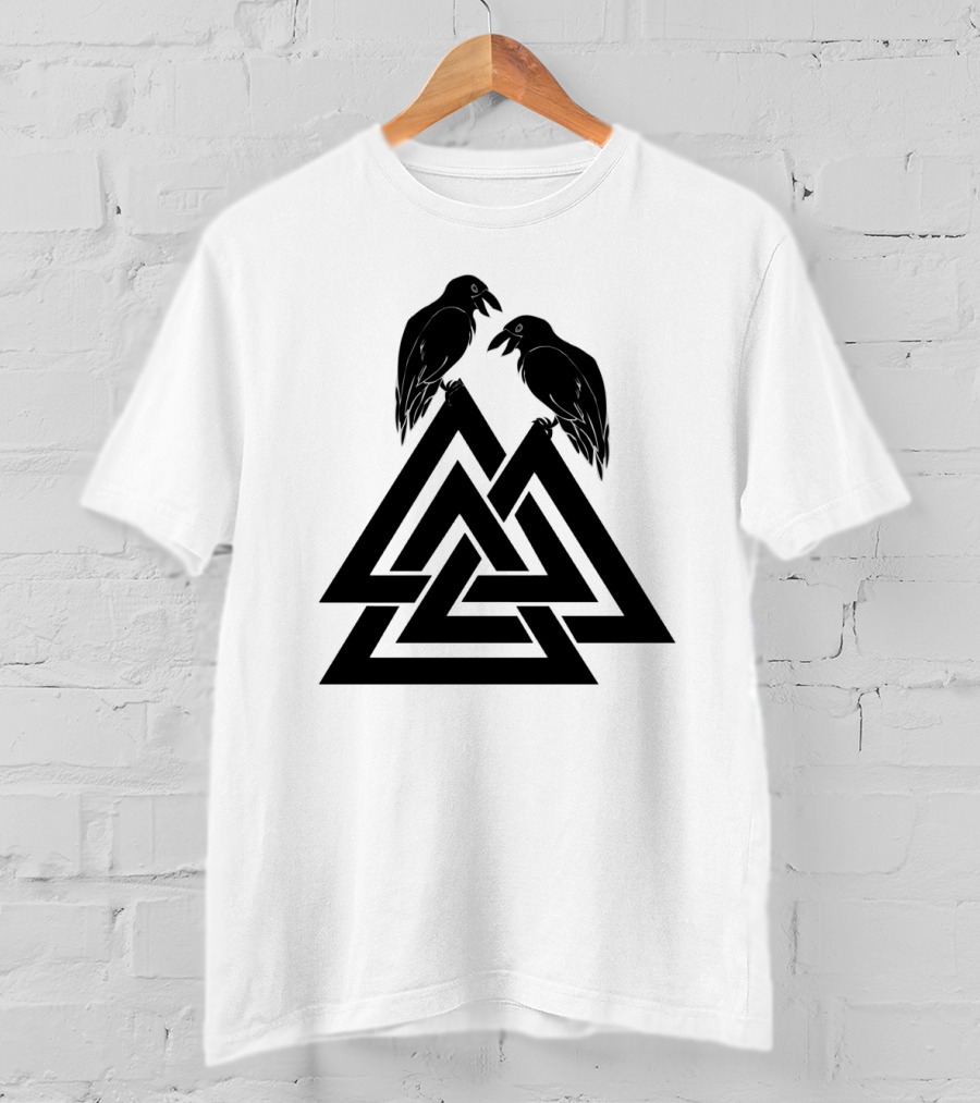 Valknut Odin Raven Viking Symbol Norse Mythology T-Shirt
