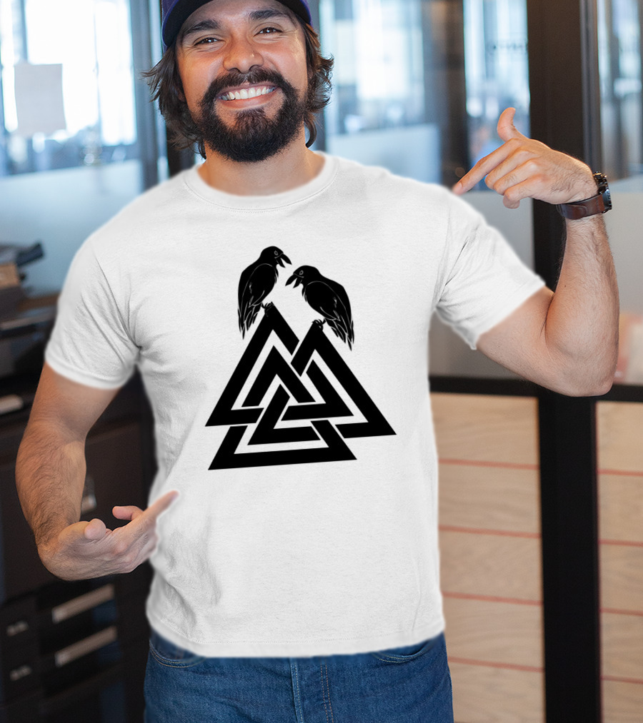 Valknut Odin Raven Viking Symbol Norse Mythology T-Shirt